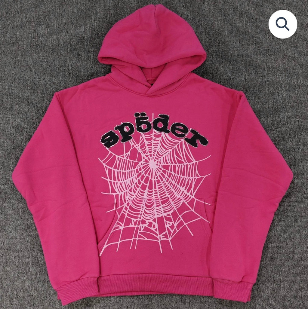 Pink/Black Rhinestone Sp5der Hoodie
