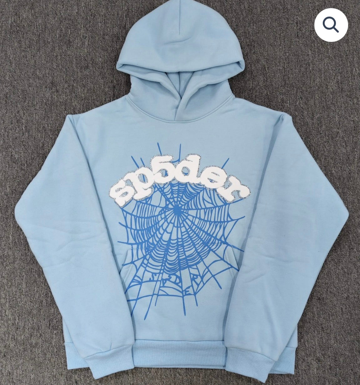 Light Blue Rhinestone Sp5der Hoodie