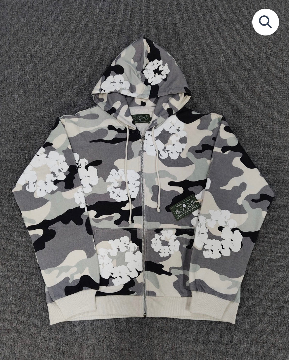 Grey Monochrome Camo Bape X Denim Tears Zip Up