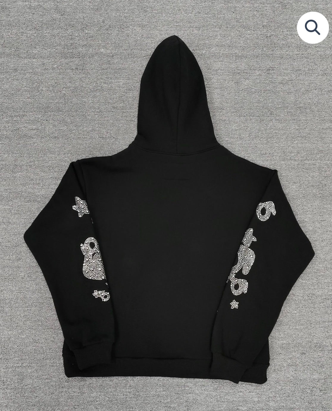 Black/Silver Rhinestone Sp5der Hoodie