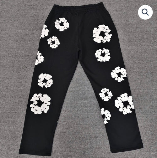 Black/White Denim Tear Pants