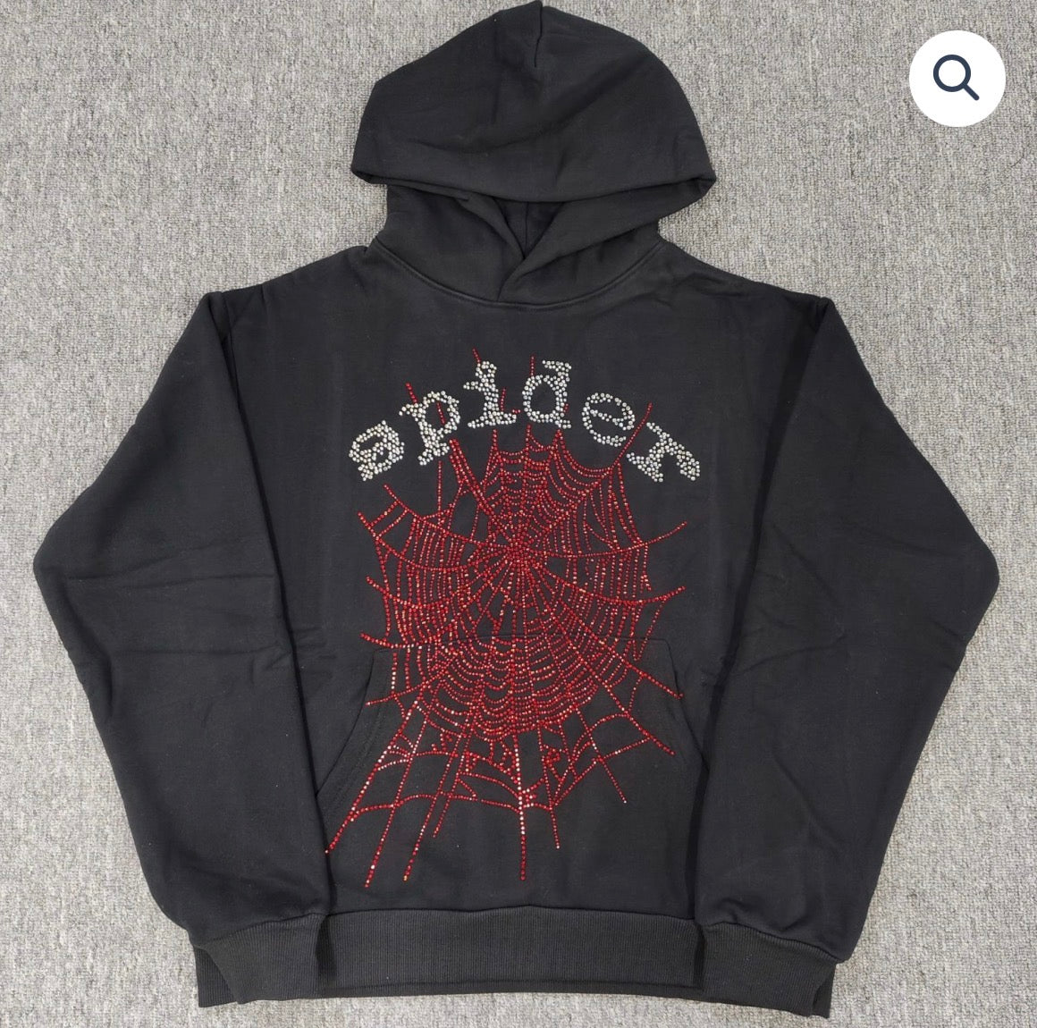 Black/Red Rhinestone Spider Hoodie