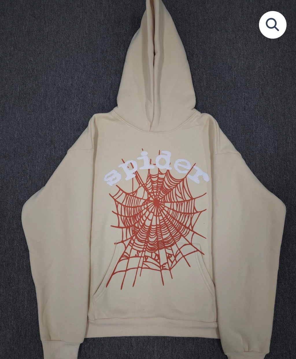 Beige/Red Worldwide Web Spider Hoodie
