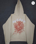 Beige/Red Worldwide Web Spider Hoodie