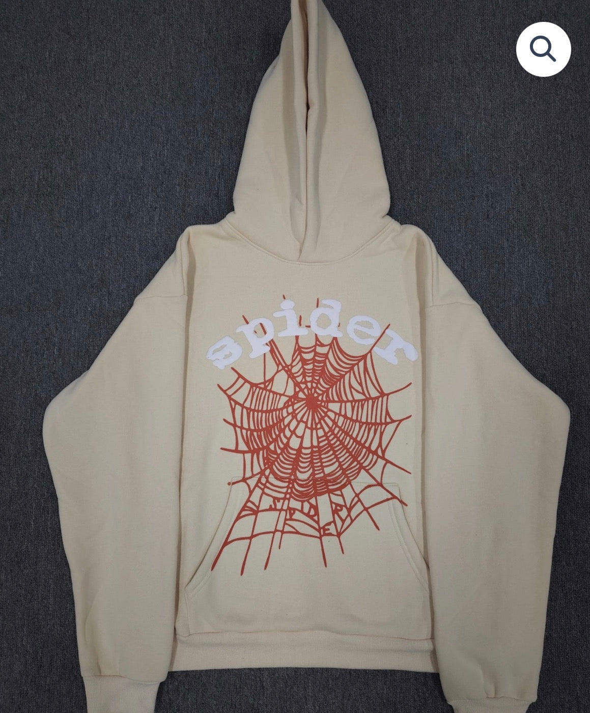 Beige/Red Worldwide Web Spider Hoodie