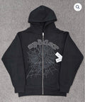 Phantom Black Rhinestone Sp5der Zip Up