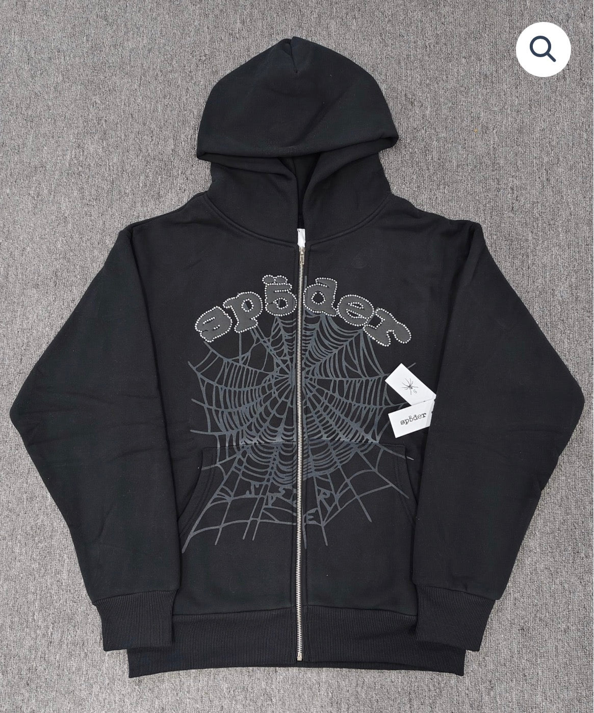 Phantom Black Rhinestone Sp5der Zip Up