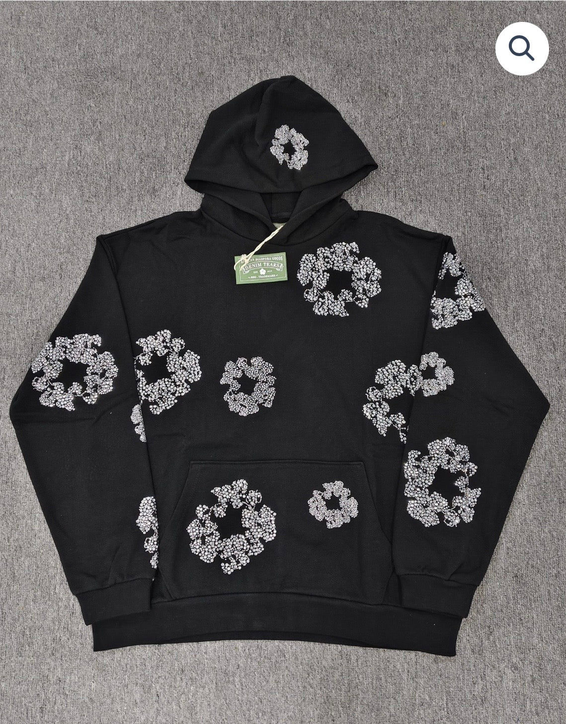 Black/Grey Rhinestone Denim Tears Hoodie