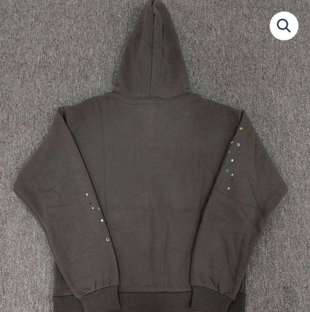 Grey/Green Sp5der Hoodie