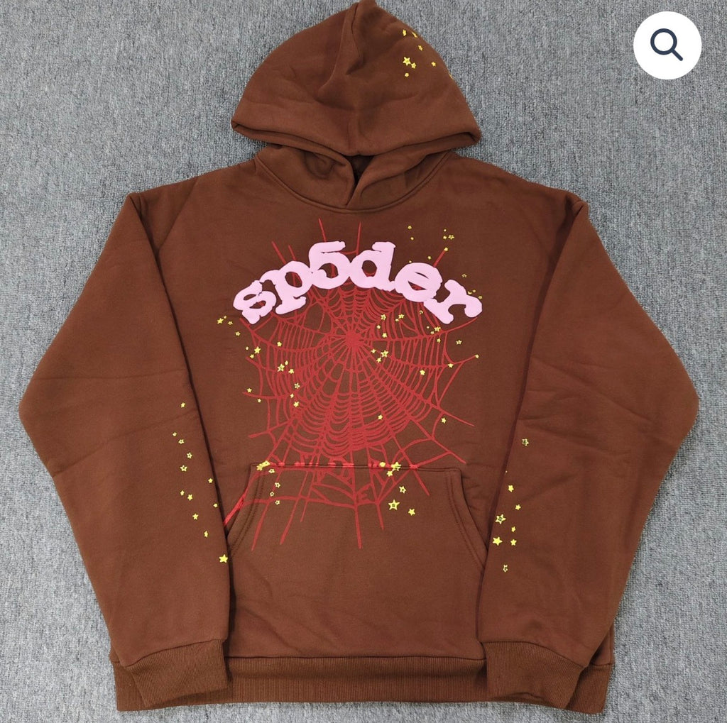 Brown OG Web Sp5der Hoodie