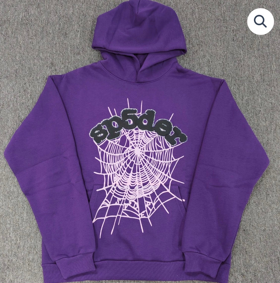 Purple OG Web Rhinestone Sp5der Hoodie