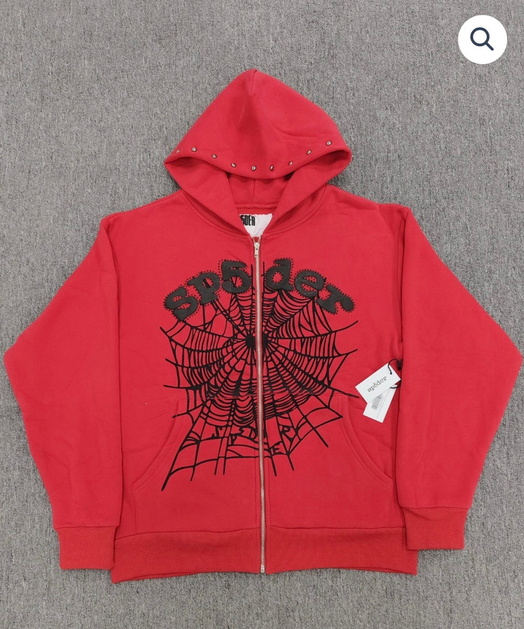 Red OG Web Studded Sp5der Zip Up