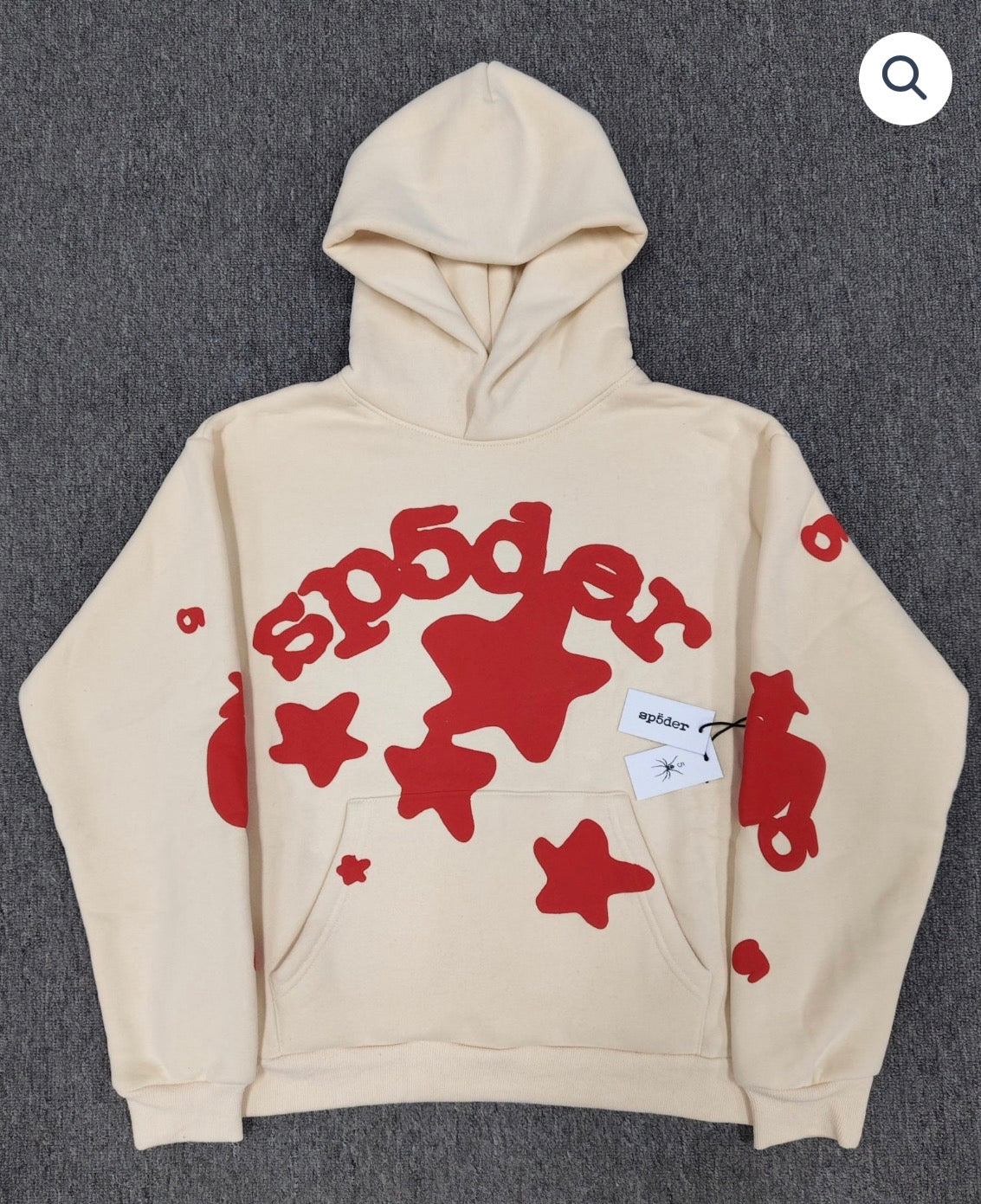 Cream/Red Sp5der Hoodie
