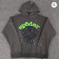 Grey/Green Sp5der Hoodie