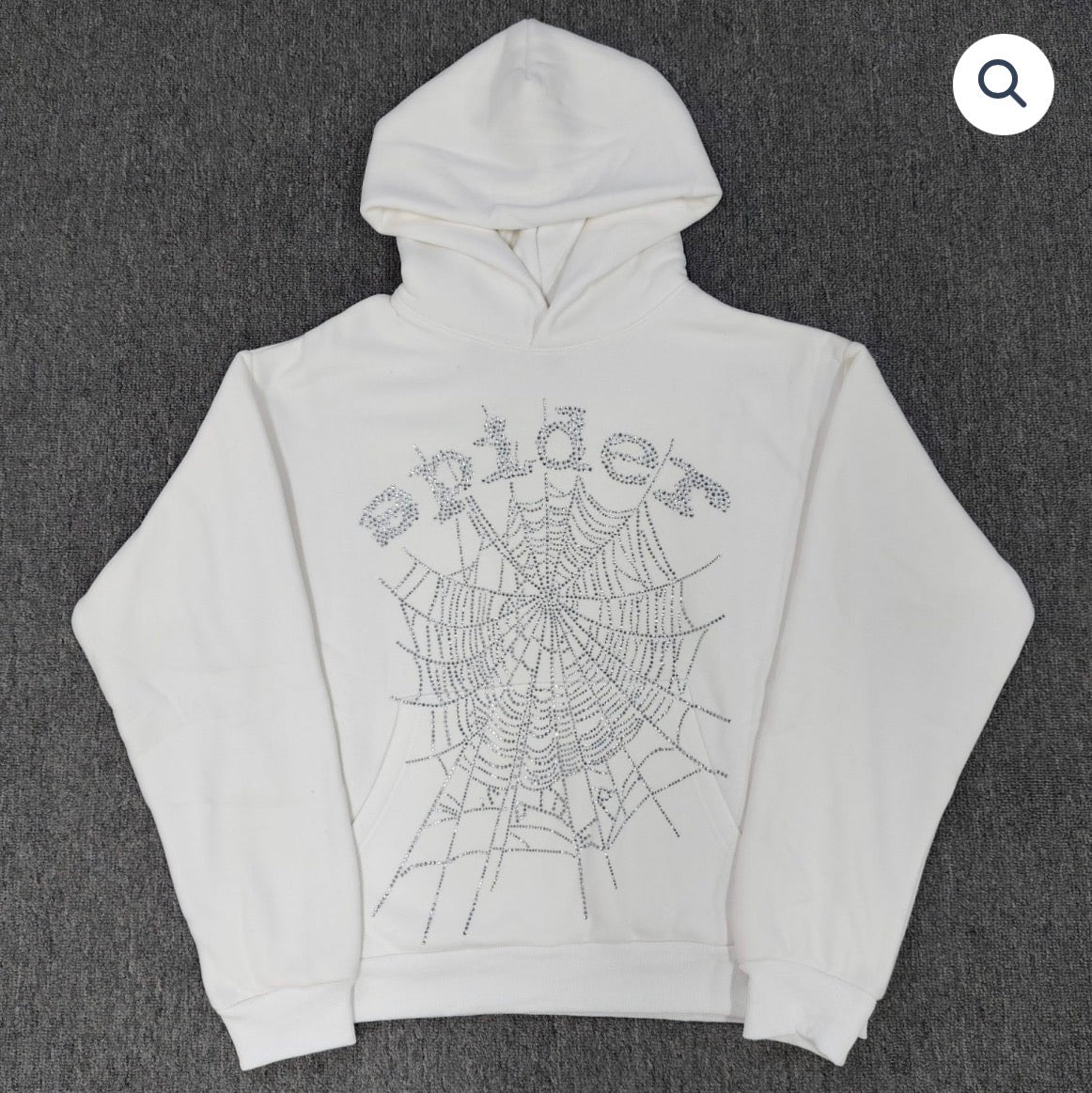 White Rhinestone Spider Hoodie