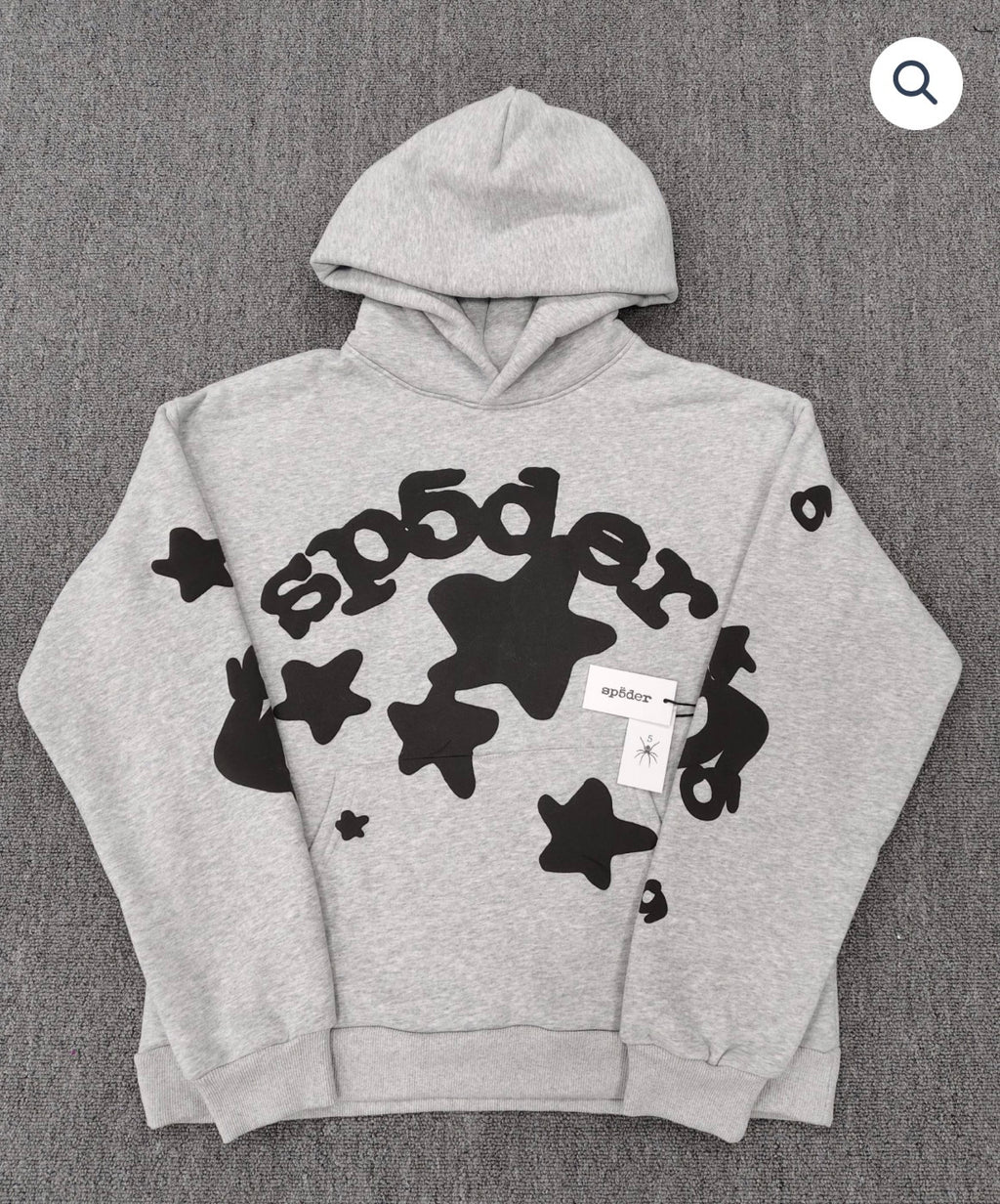 Grey/Black Sp5der Hoodie