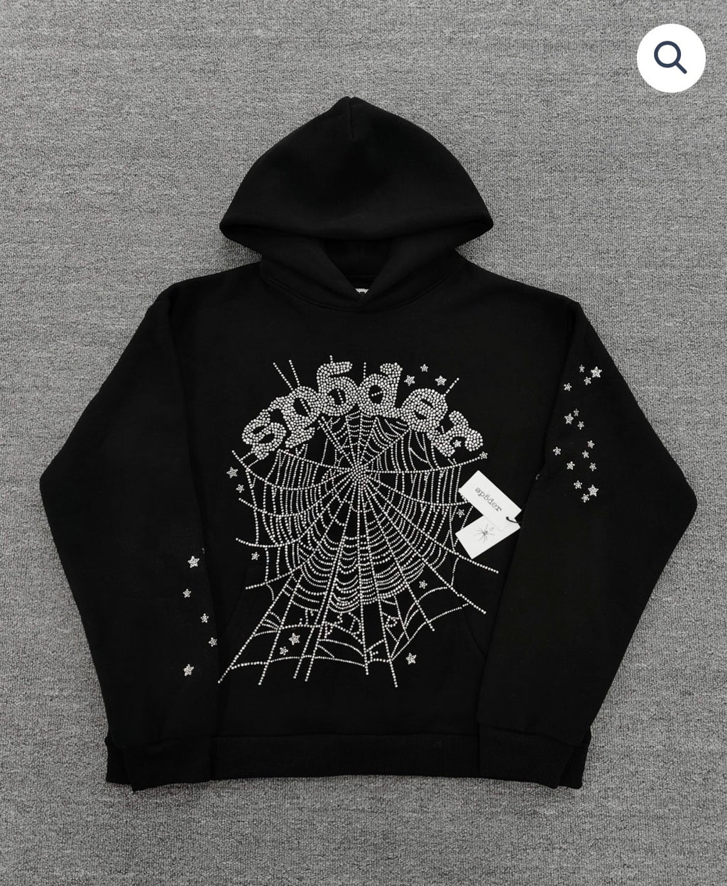OG Web Black/Silver Rhinestone Sp5der Hoodie