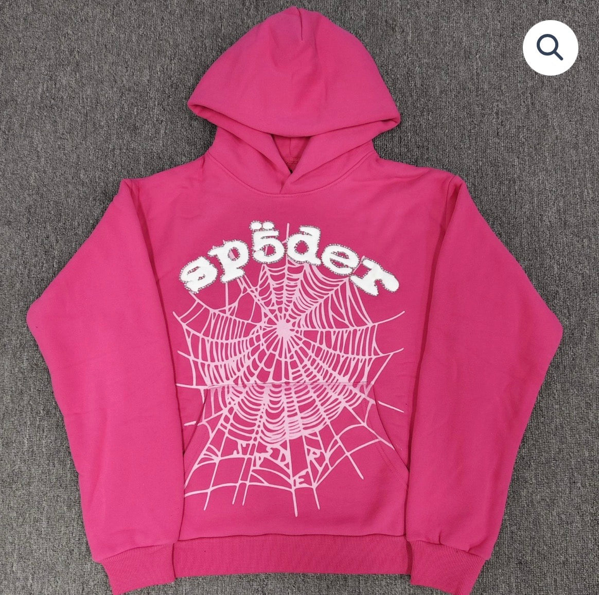 Pink/White Rhinestone Sp5der Hoodie