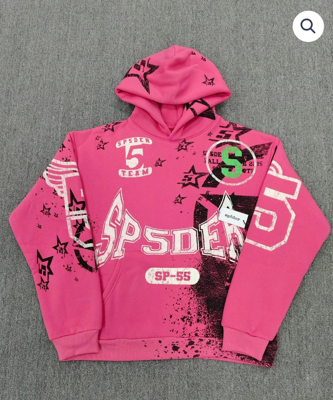Pink Sp5der Stencil Hoodie