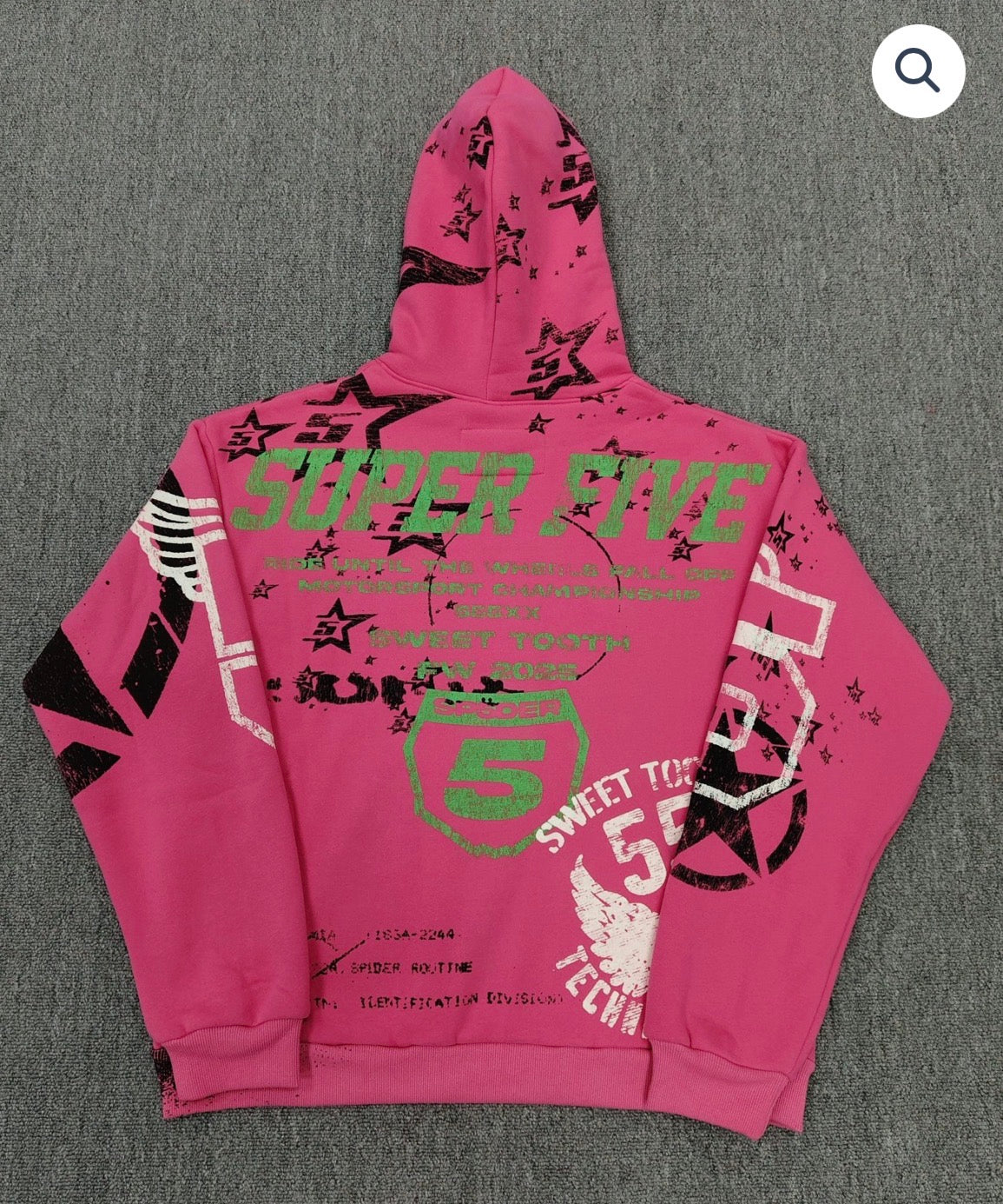 Pink Sp5der Stencil Hoodie