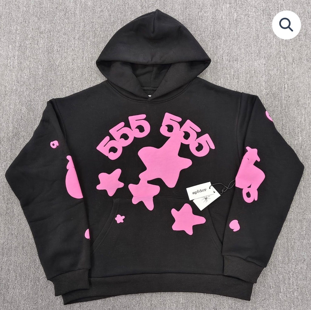 Black/Pink Sp5der Hoodie